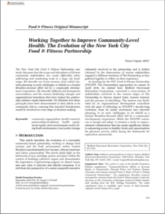 Working Together To Improve Community-level Health: The Evolution Of The New York City Food & Fitness Partnership (September 2018)